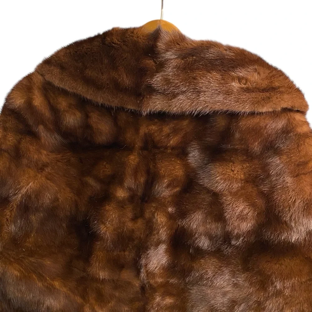 Vintage 50’s / 60’s N.L. Kaplan Brown Real Fur Shawl - Picture 7 of 13